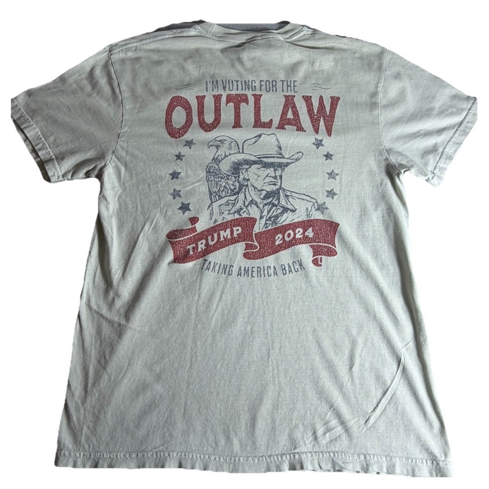 Trump 2024 Outlaw Comfort Colors Shirt Medium Western Political Tee